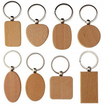 Wooden ID Tags Blank Rectangle Wooden Key Chain Diy - Laservii Store