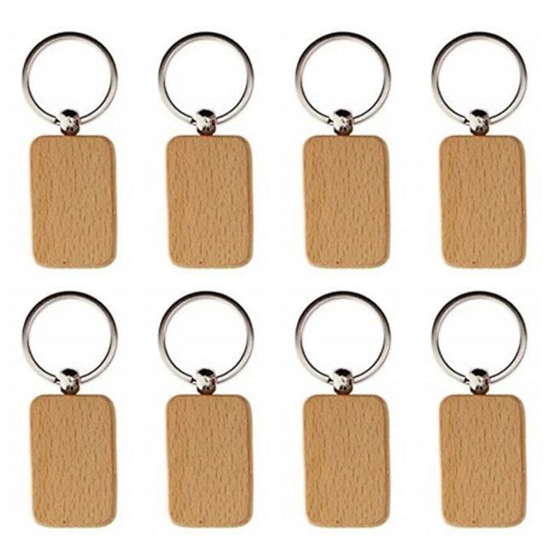 Wooden ID Tags Blank Rectangle Wooden Key Chain Diy - Laservii Store