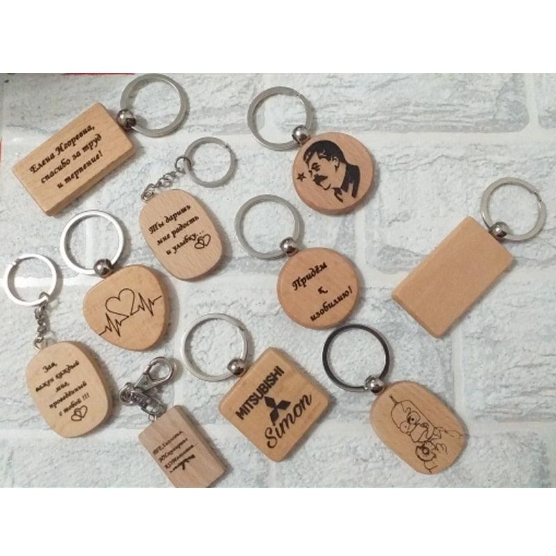 Wooden ID Tags Blank Rectangle Wooden Key Chain Diy - Laservii Store