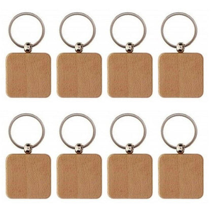 Wooden ID Tags Blank Rectangle Wooden Key Chain Diy - Laservii Store